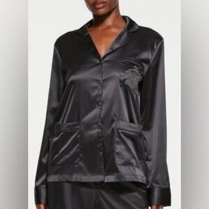 SKIMS Hotel Shine Long Sleeve Button down Sleep top